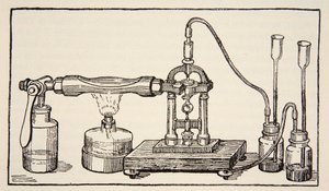 Foucaults draaiende spiegel voor de meting van de lichtsnelheid, kopie door Boris Mestchersky (d.1957) illustratie uit Histoire de la Nation Francaise, Sciences, Volumes I & II, door Gabriel Hanotaux (1853-1944), 1924