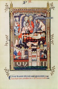 St. Denis wordt gemarteld op het rek, uit Vie de St. Denis, 1317 door French School
