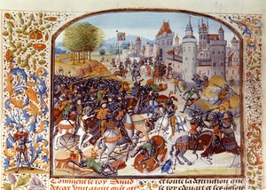 Slag bij Nevilles Cross uit de Honderdjarige Oorlog in 1346, uit Froissarts Kroniek