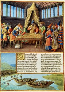 Bayezid I ontvangt het losgeld, uit Passages faits Outremer geschreven door Sebastien Mamerot door French School