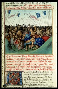 Lotharius I (795-855) keizer van het Westen in gevecht met zijn broers Lodewijk de Duitser (ca.804-76) en Karel de Kale (823-77) bij Fontenoy en Puisaye in 841 door French School