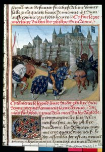 Inname van Tours door Filips August (1165-1223) koning van Frankrijk in 1202