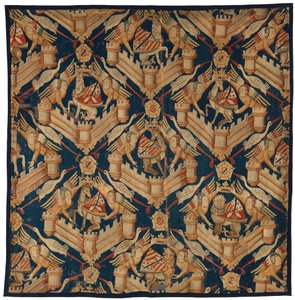 Fragment van een heraldisch tapijt met de Wapens van Beaufort, Turenne en Comminges, gemaakt in Parijs of Arras door French School