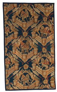 Fragment van een heraldisch wandtapijt met de wapens van Beaufort, Turenne en Comminges, gemaakt in Parijs of Arras door French School