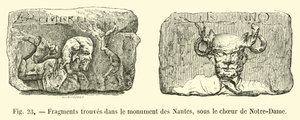 Fragmenten gevonden in het Nautes-monument, onder het koor van de Notre-Dame door French School