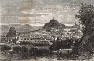 Frankrijk, Auvergne, Haute-Loire (43), Le Puy en Velay - gravure in 