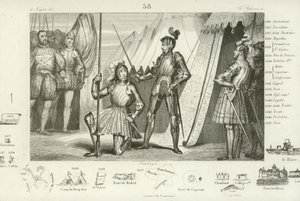 Frans I van Frankrijk vraagt om geridderd te worden door de Chevalier Bayard na de overwinning in de Slag bij Marignano, Italië, 1515 door French School