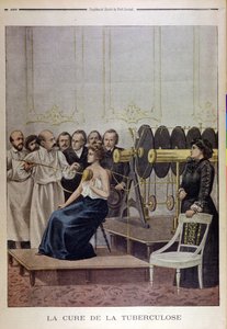 Francisque Crotte behandelt een patiënt met tuberculose met elektriciteit, uit Le Petit Journal, 1901