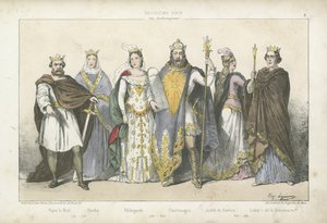Frankische koningen en koninginnen van de Karolingische dynastie door French School