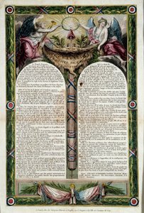 Franse Revolutie: poster van de verklaring van de rechten van de mens door French School