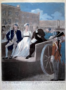 Franse Revolutie: "de koningin van Frankrijk Marie Antoinette (1755-1793) wordt naar de guillotine gebracht. Gravure uit 1793. Parijs, Bibliotheek van het Arsenaal door French School