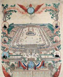 Franse Revolutie: uitzicht op het feest van de nationale federatie op 14/07/1790 op Champs de Mars