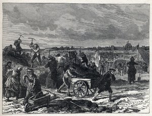 Franse Revolutie: werken aan het Champ de Mars in Parijs, ter voorbereiding van het Fête de la Fédération in 1790