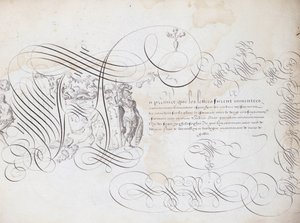 Franse calligrafie: De tuin van het schrijven door Robert Vignon rond 1600. Historische bibliotheek van de stad Parijs door French School