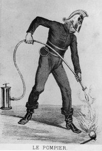 Franse brandweerman circa 1866 - tekening, Bibl. des Arts deco