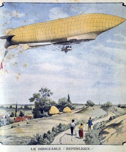 Frans militair luchtschip La Republique tijdens haar eerste vlucht van Parijs naar Compiegne door French School