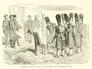 Franse soldaten en het portret van Napoleons zoon
