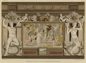 Fresco in het Kasteel van Fontainebleau, Frankrijk, 16e eeuw