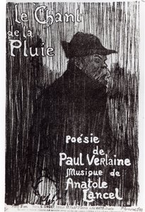 Voorkant van de muziekpartituur Le Chant de la pluie, naar een gedicht van Paul Verlaine, 1844 door French School