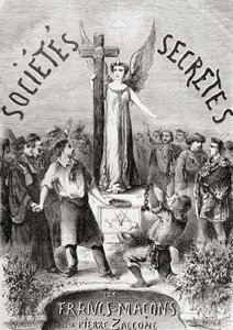 Frontispice van Societes Secretes, les Francs Macons, gepubliceerd ca. 1867 door French School