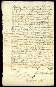 Bontcontract tussen Francois Francoeur en vier voyageurs voor het transport van goederen en de aankoop van bevervellen in Michilimackinac en Chicago, 1692