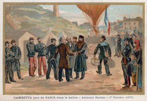 Gambetta verlaat Parijs in de luchtballon Armand-Barbes
