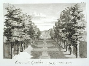 Tuinen bij Tshehar-Bagh, Isfahan, uit Voyages du Chevalier Chardin en Perse, et autres Lieux de l