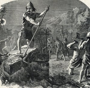 Gideon vernietigt het altaar van Baäl