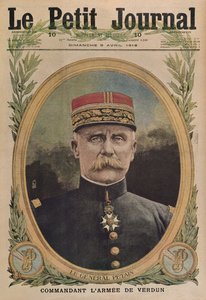 Generaal Petain die het leger van Verdun beveelt, voorpagina illustratie uit Le Petit Journal, supplement illustre, 9 april 1916