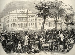 Algemeen zicht op de boulevard du Temple in Parijs - straatverkopers - Parijs - Vue générale du boulevard du Temple - Ambulerende handelaars - Gravure in 