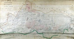 Geometrische kaart van de heerlijkheid Hauterive door Labrune in 1787