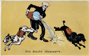 Georges Clemenceau scheidt Kerk en Staat met een watersprong voor twee honden