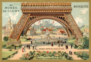 Grote fontein onder de Eiffeltoren, Exposition Universelle, Parijs door French School