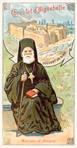 Grieks-orthodoxe monnik en Sint-Catharinaklooster op de Sinaïberg
