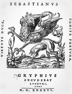 Griffioen drukkers embleem van Sebastianus Gryphius, Lyon, 1546 door French School