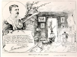 Guy de Maupassant en zijn studeerkamer