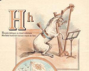 H: Harpist onderscheidt zich, dit melomane paard toont zijn minachting voor de ezel door French School