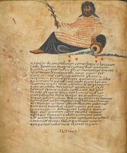 Harley 647, fol.10v Illustratie van het sterrenbeeld Eridanus, en tekst, ca. 820-40 (perkament) door French School