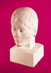 Hoofd van een vrouw, uit de kathedraal van Cambrai door French School