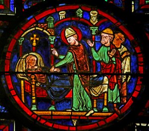 Genezing van Tetradius, scène uit het leven van St. Martin, kathedraal van Chartres