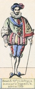 Hendrik III, 62e koning van Frankrijk, besteeg de troon in 1574, stierf in 1589 door French School