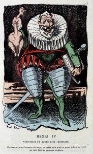 Henri IV (1553 - 1610) en de kip in de pot - in "Histoire de France Tintamarresque" door Touchatout door French School