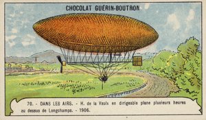 Henri de la Vaulx zweeft urenlang in een luchtschip boven Longchamps