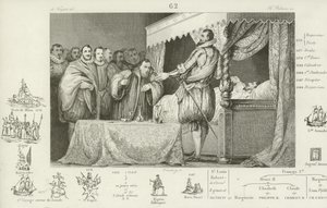 Hendrik III van Frankrijk op zijn sterfbed, 1589 door French School