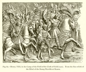 Hendrik VIII in het kamp van het Veld van het Gouden Laken (1520) door French School