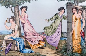 Verstoppertje, illustratie uit Le Bon Genre, begin negentiende eeuw