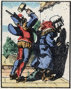 Geschiedenis van Dr. Pulcinella (Polichinelle). Houtsnede van Imaging Pellerin - Epinal, eind 19e eeuw