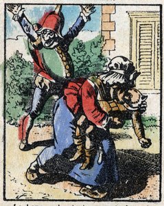 Geschiedenis van Dr. Pulcinella (Polichinelle). Houtsnede van Imaging Pellerin - Epinal, z.d. Eind 19e eeuw.