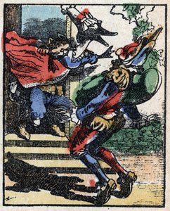 Geschiedenis van Dr. Pulcinella (Polichinelle). Houtsnede van Imaging Pellerin - Epinal, z.d. Eind 19e eeuw.