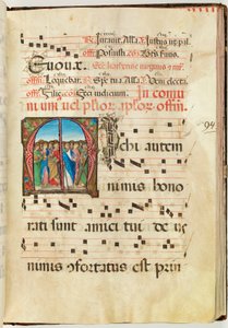 Heilige Apostelen, Graduale, f.94 (inkt, tempera & bladgoud op perkament) door French School
